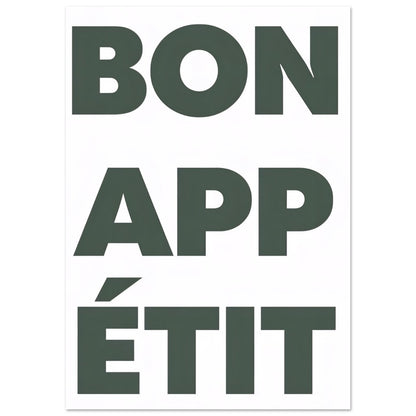 Bon Appétit Wall Art Poster, Unframed Dining Art Print in A0, A1, A2, A3, 8x12, 12x18, 16x24 30x40 Sizes, Matte Finish, Kitchen Poster A2 (42 x 59.4 cm) Style A - Beige