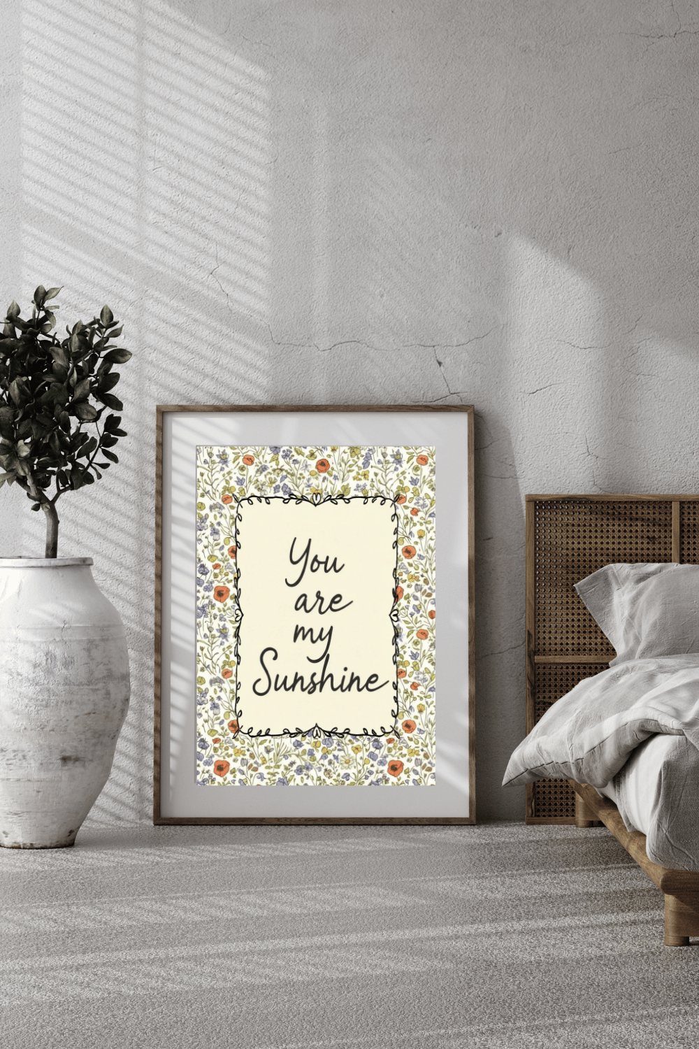 You Are My Sunshine: Wildflower Typography Nursery Print