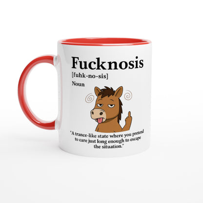 Funny F*cknosis Mug – Sarcastic Definition Coffee Cup with Dog, Cat, Bear, or Horse Design – 11oz Ceramic Humor Gift Ceramic Red Horse