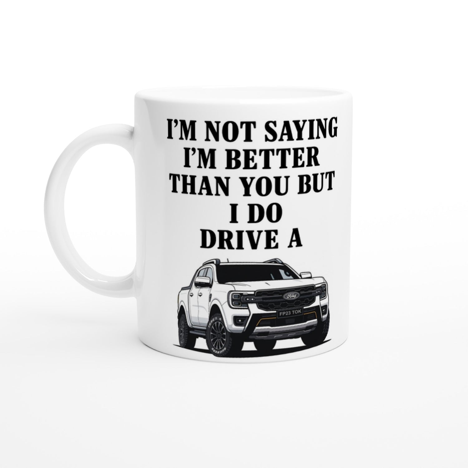 Personalized White Ford Ranger Wildtrak Mug - Custom Offroad Car Lover Gift | 11oz Ceramic - Colorful Design Ceramic White