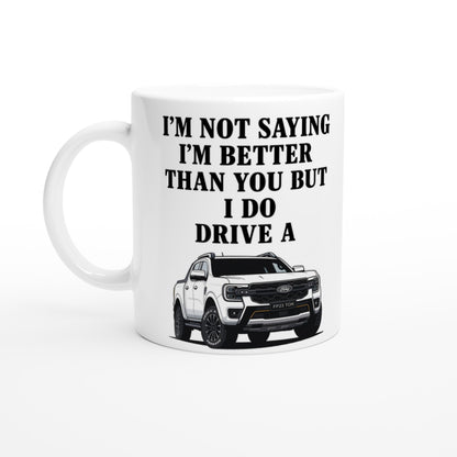 Personalized White Ford Ranger Wildtrak Mug - Custom Offroad Car Lover Gift | 11oz Ceramic - Colorful Design Ceramic White