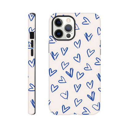 Blue Hearts Phone Case - Cute Minimalist Pattern for iPhone &amp; Samsung | Romantic Design Protection iPhone 12 Pro Max