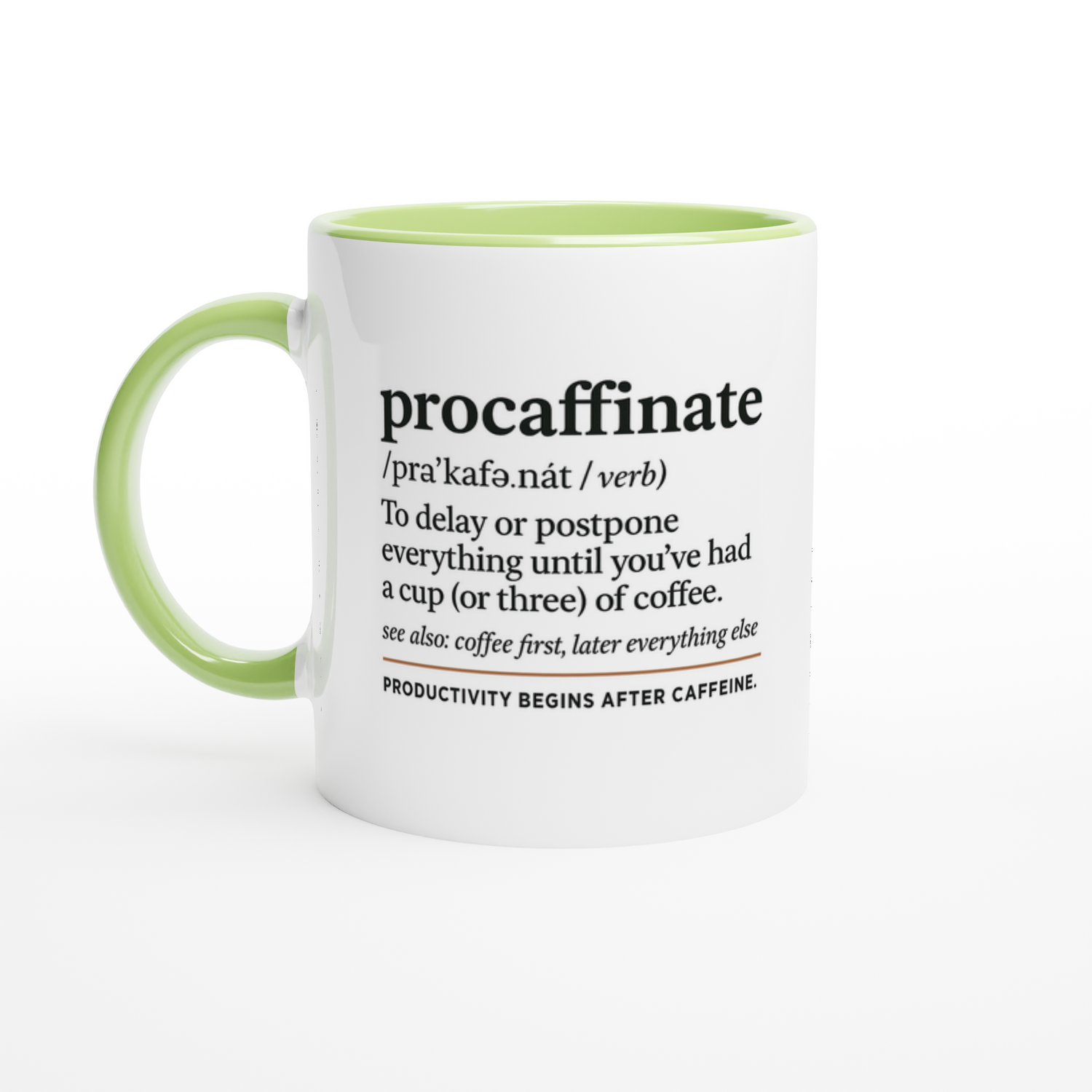 Procaffinate Mug - Funny Coffee Cup - Ceramic 11oz for Coffee Lovers - Gift for Caffeine Addicts