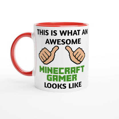 Minecraft Gamer Mug - 11oz Coffee Cup Gift for Kids &amp; Teens Ceramic Red