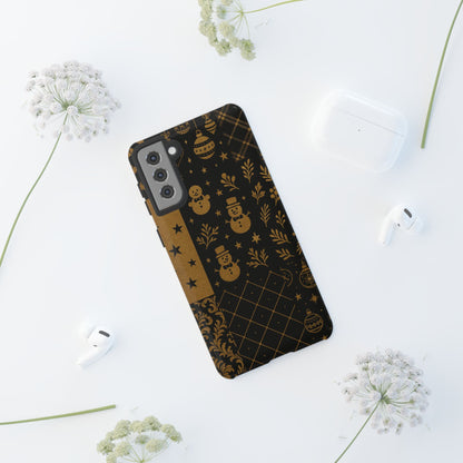 Black Festive Phone Case | Christmas Gift | Holiday Decor | Snowman Design | Tough Cases | Winter Celebration
