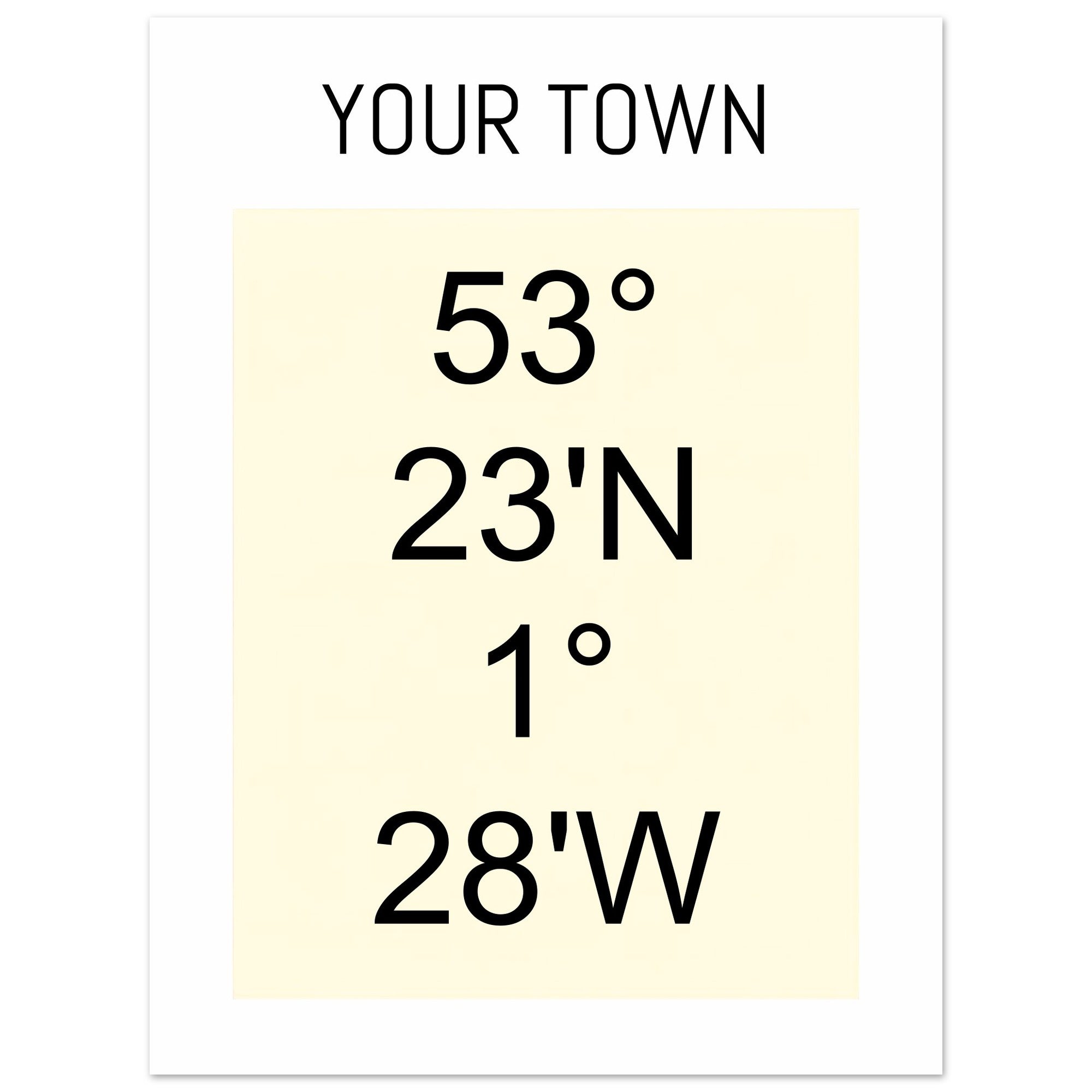Personalized Map or Custom Location Coordinates Poster Print | Minimalist Unframed Wall Art Decor A3 A4 A5 15x20 cm 6x8″ Beige and Black