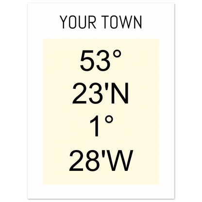 Personalized Map or Custom Location Coordinates Poster Print | Minimalist Unframed Wall Art Decor A3 A4 A5 15x20 cm 6x8″ Beige and Black