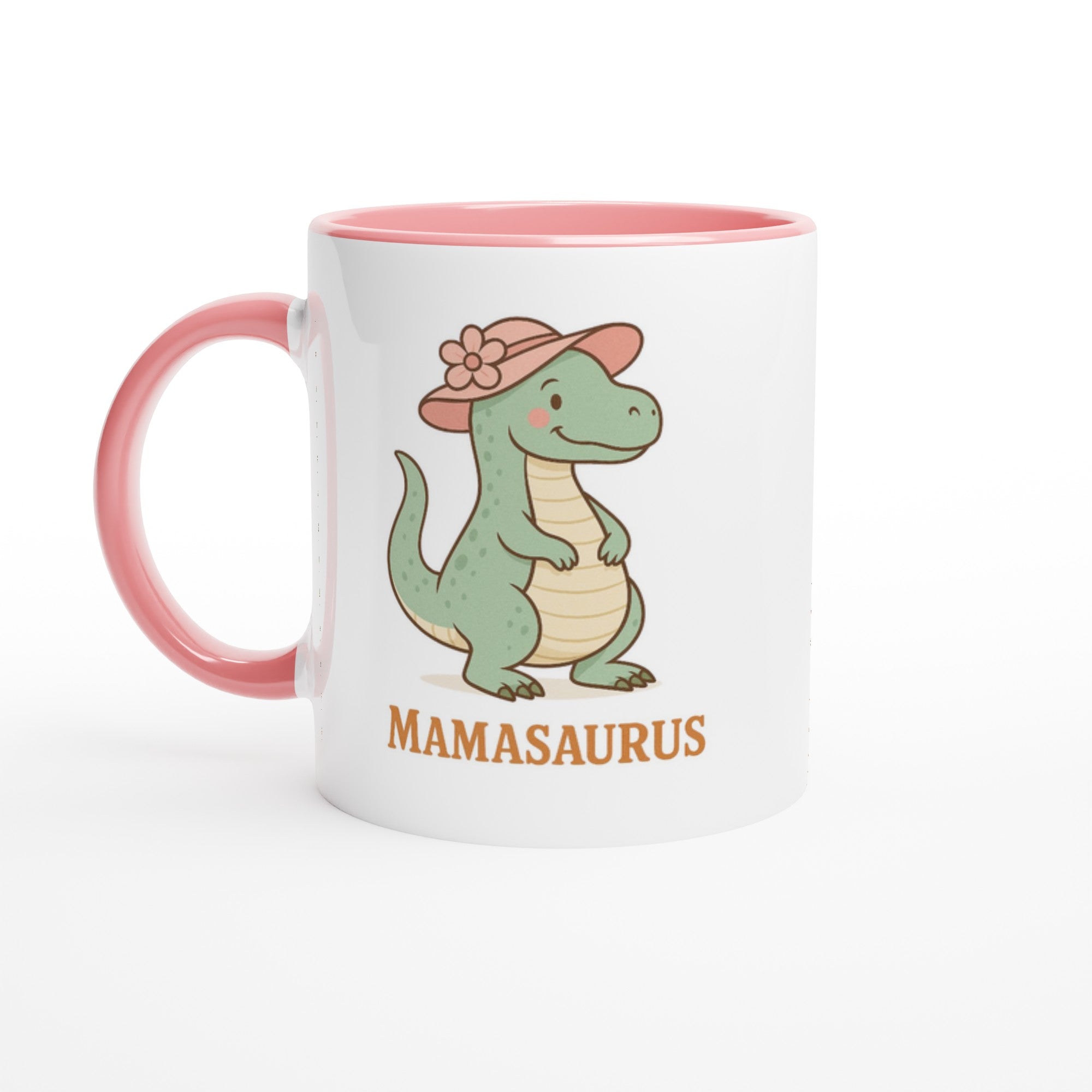 Mamasaurus Mug - Cute Dinosaur Coffee Cup - Perfect Gift for Moms Ceramic Pink