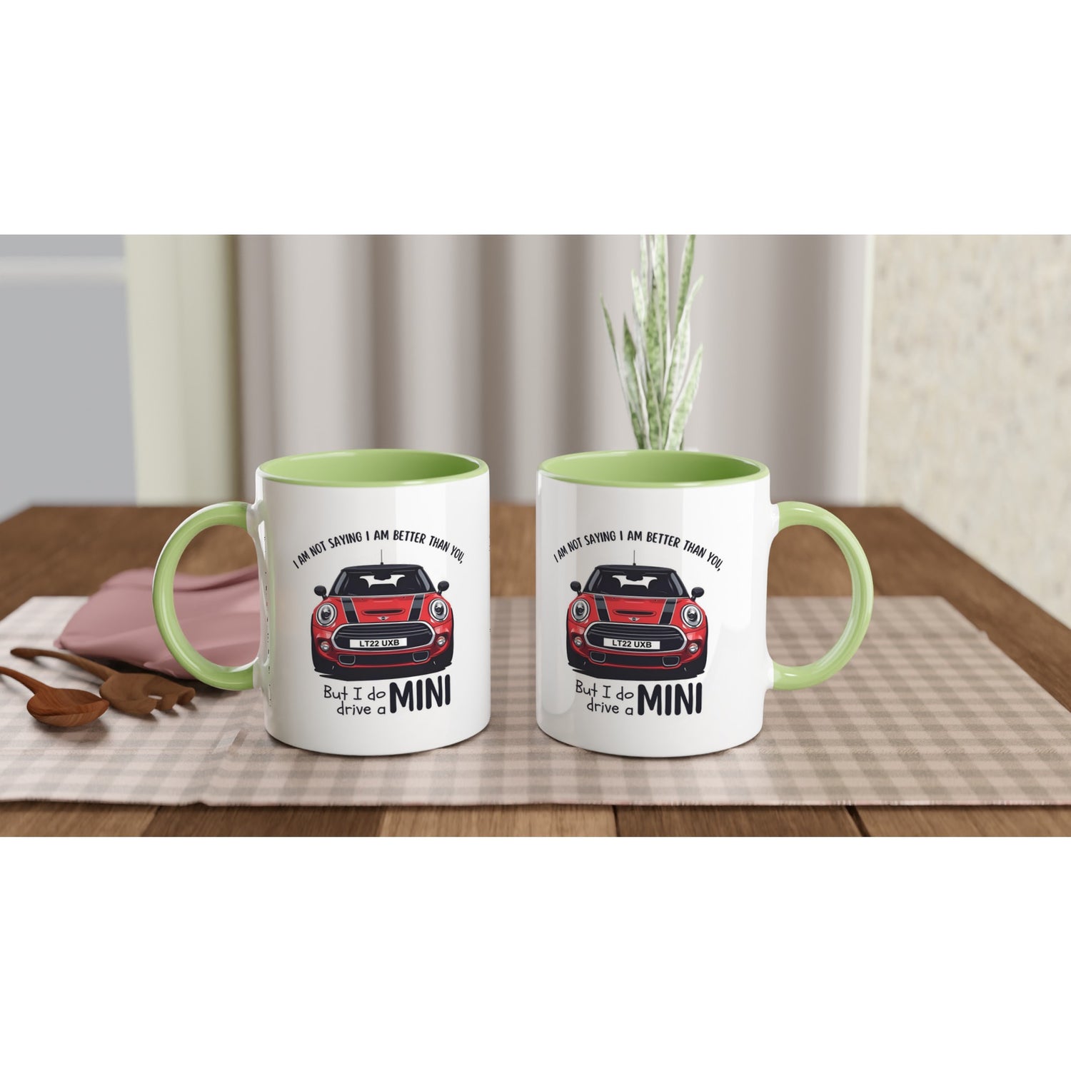 Cool Mini Cooper Mug - Funny Custom Car Gift - 11oz Ceramic Coffee Cup Ceramic Green