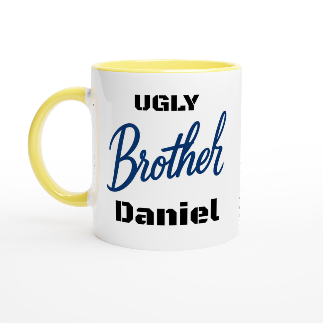 Brother Mug - Blue Brush Script Mug with Heart – Blue Calligraphy 11oz Coffee Cup – Gift for Brother, Birthday or Everyday Surprise