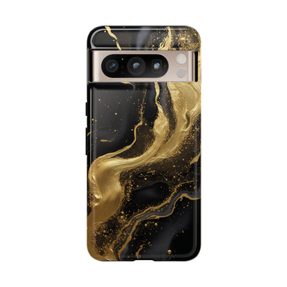 Golden Flow - Black &amp; Gold Marble Luxe Phone Case Google Pixel 8 Pro Glossy
