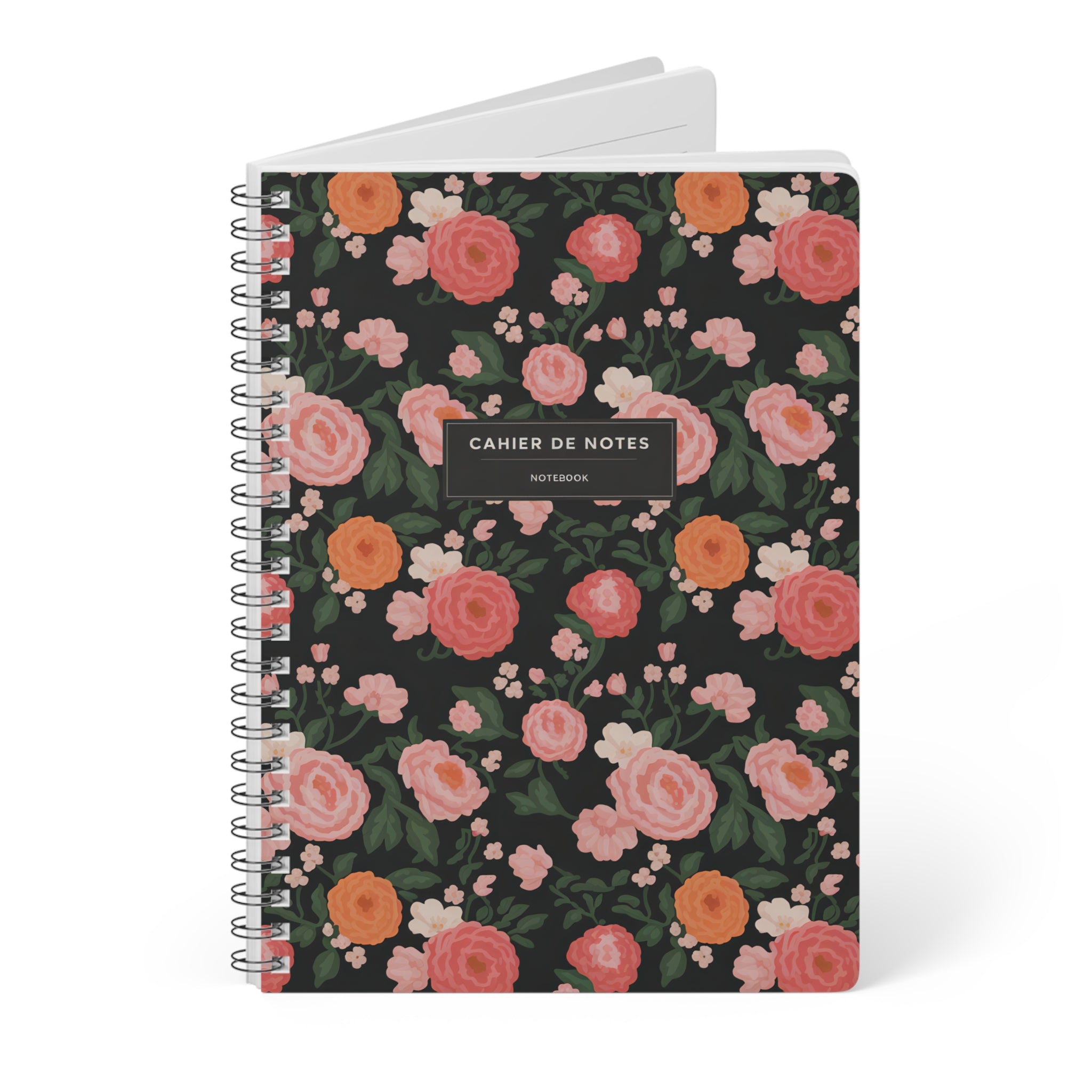 Elegant Floral Notebook | Cahier de Notes | A5 Spiral Bound Journal for Writing &amp; Planning, for Students, Gifts, Bullet Journaling