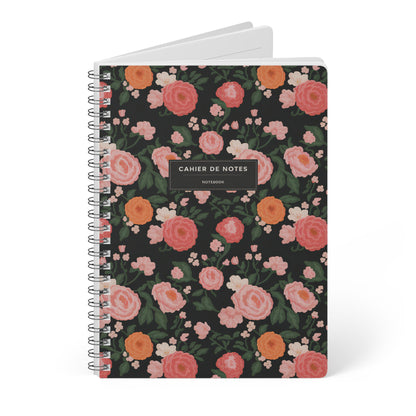 Elegant Floral Notebook | Cahier de Notes | A5 Spiral Bound Journal for Writing &amp; Planning, for Students, Gifts, Bullet Journaling