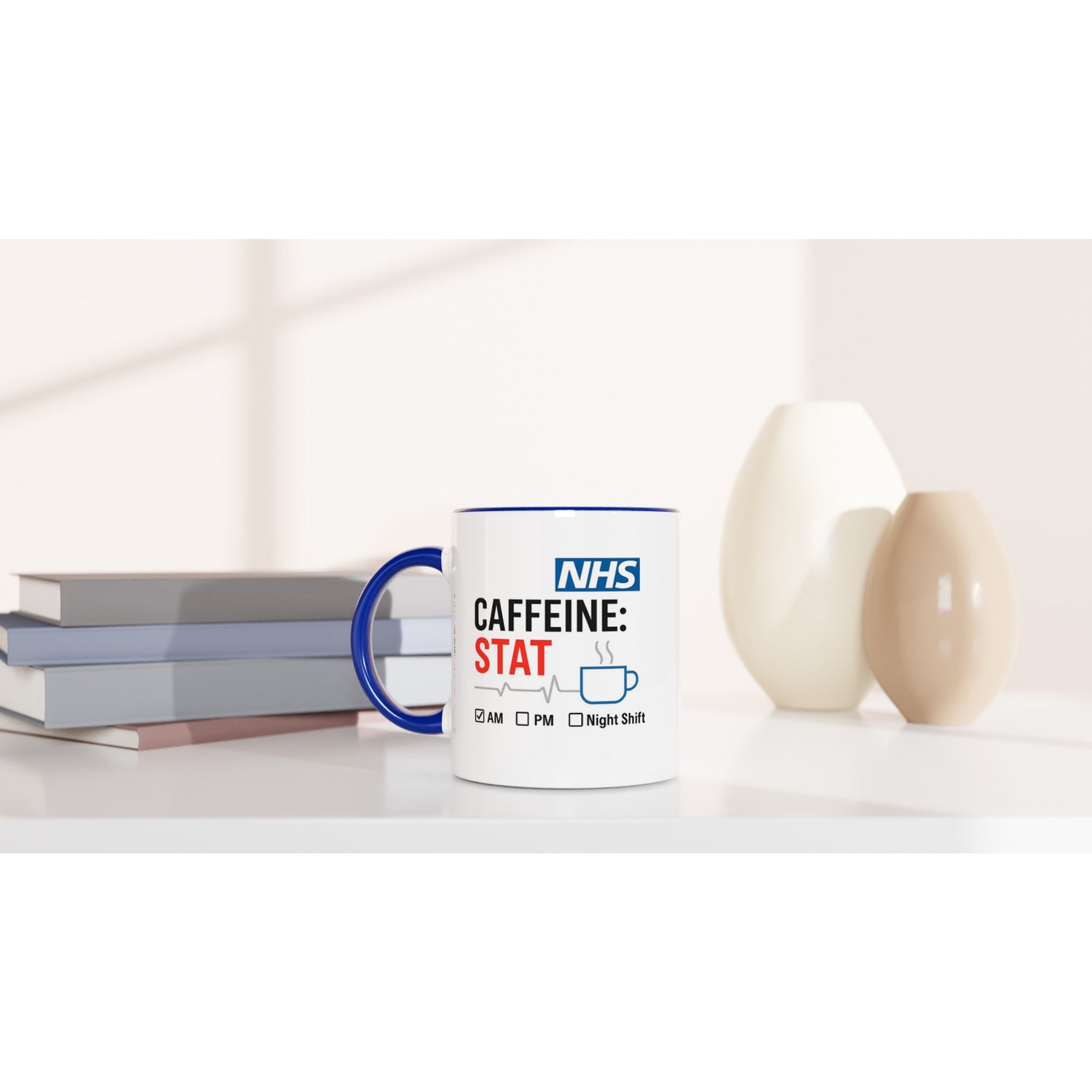 Funny NHS Nurse Mug - Caffeine STAT Coffee Cup - Gift for Day Evening Night Shift Healthcare Heroes - Doctor Mug