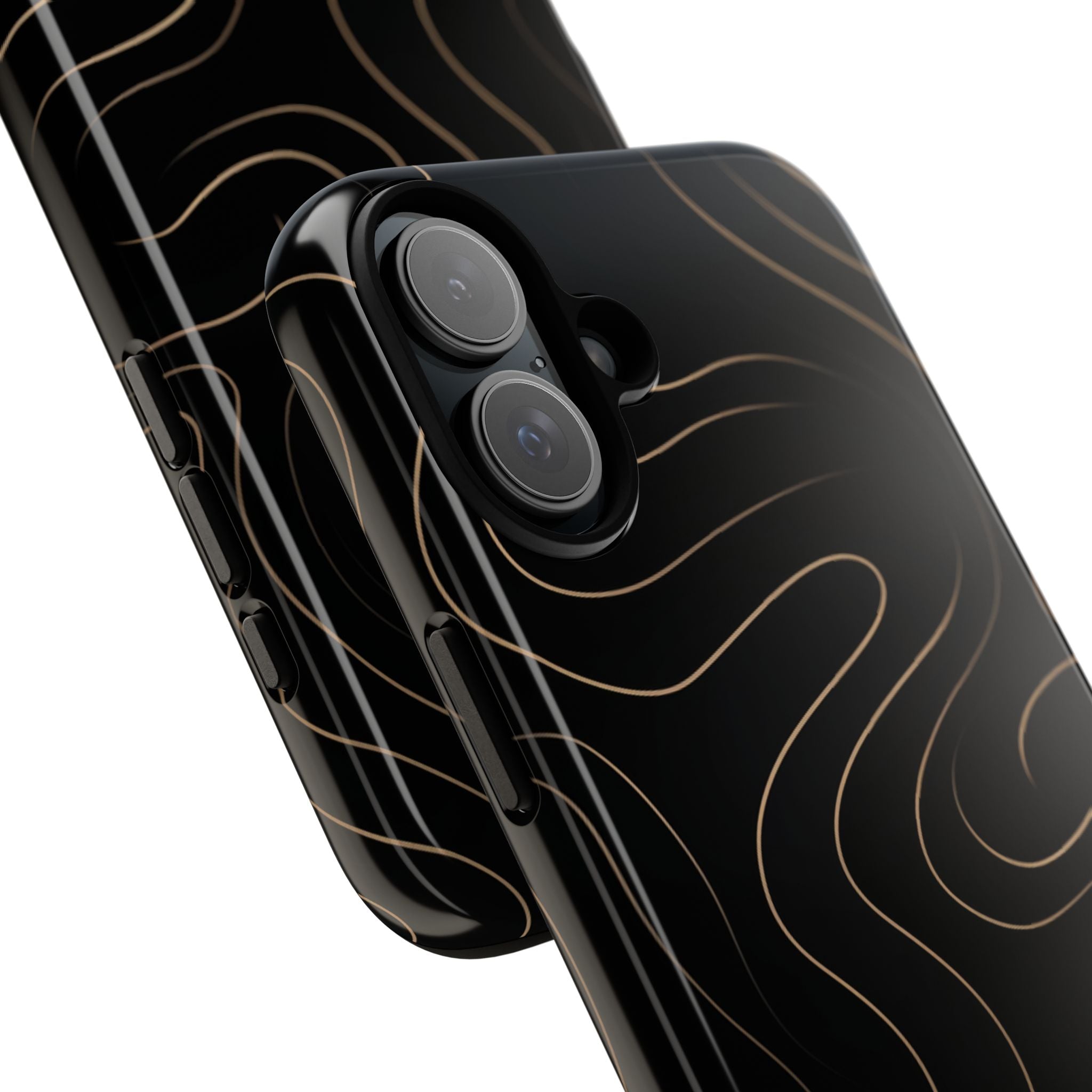 Noir Topograph - Black Minimalist Line Art Phone Case
