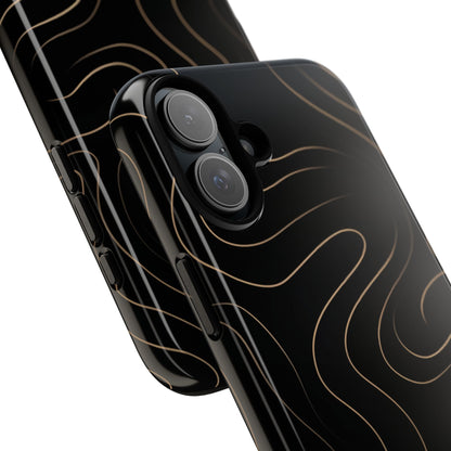 Noir Topograph - Black Minimalist Line Art Phone Case