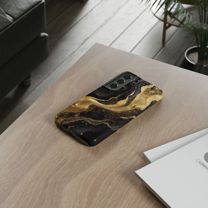 Golden Flow - Black &amp; Gold Marble Luxe Phone Case