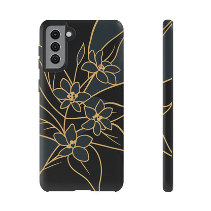 Golden Bloom - Elegant Floral Line Art Phone Case Samsung Galaxy S21 Plus Matte