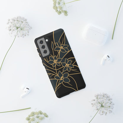 Golden Bloom - Elegant Floral Line Art Phone Case