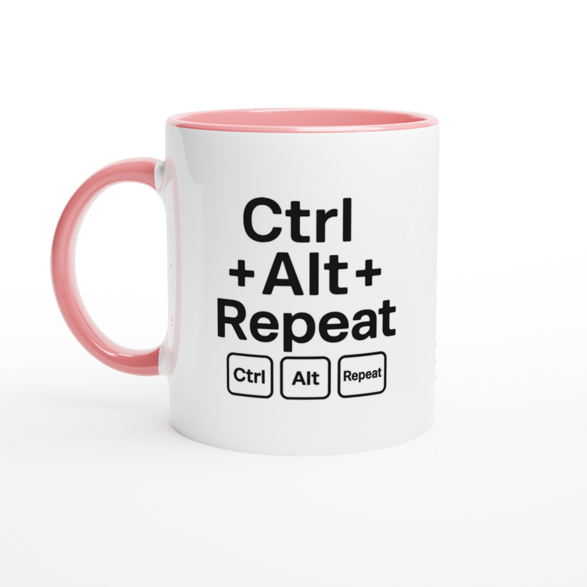 CTRL + ALT + REPEAT Mug - Funny Gift for Tech Lovers - Ceramic Coffee Cup Ceramic Pink