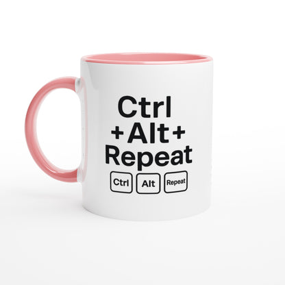 CTRL + ALT + REPEAT Mug - Funny Gift for Tech Lovers - Ceramic Coffee Cup Ceramic Pink