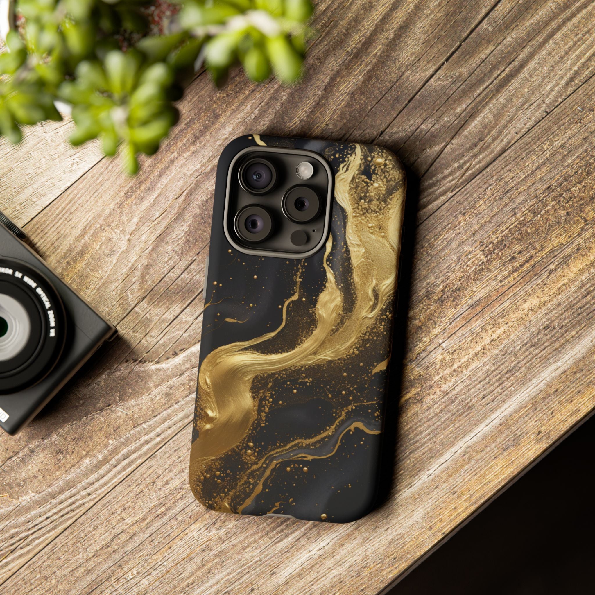 Golden Flow - Black &amp; Gold Marble Luxe Phone Case