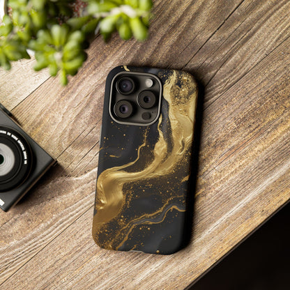 Golden Flow - Black &amp; Gold Marble Luxe Phone Case