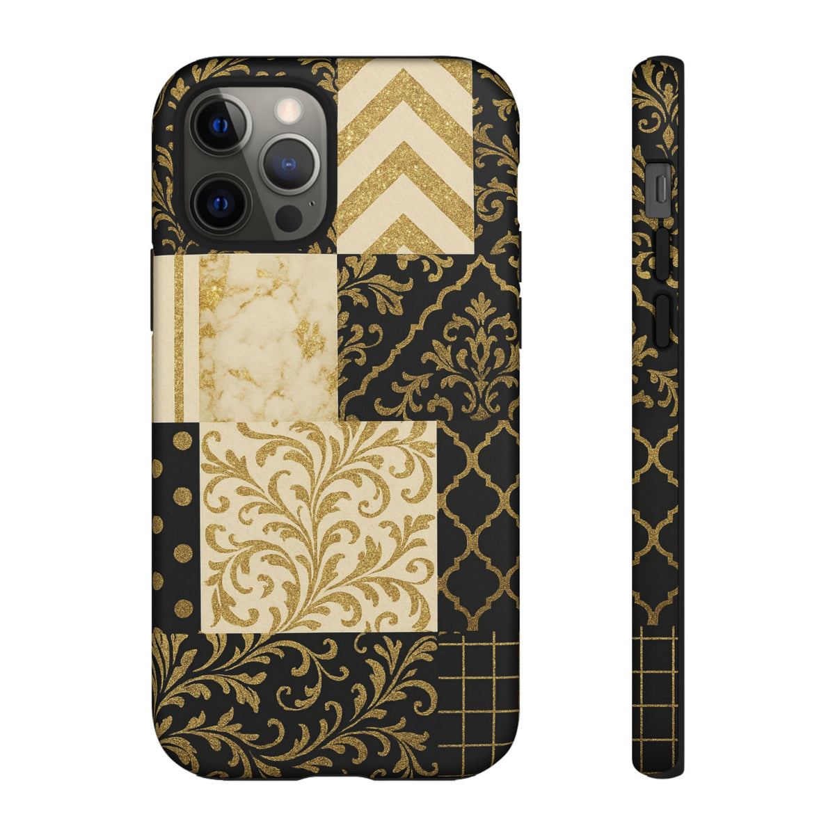 Phone Case, Luxury Black and Gold Festive Design for Christmas Gift, Holiday Decor, Tough Cases, Winter Celebration, Elegant iPhone Cover iPhone 12 Pro Matte