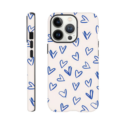 Blue Hearts Phone Case - Cute Minimalist Pattern for iPhone &amp; Samsung | Romantic Design Protection iPhone 13 Pro