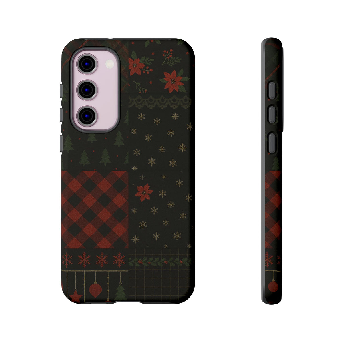 Black Festive Phone Case - Christmas Phone Cover - Tough Design Samsung Galaxy S23 Plus Matte