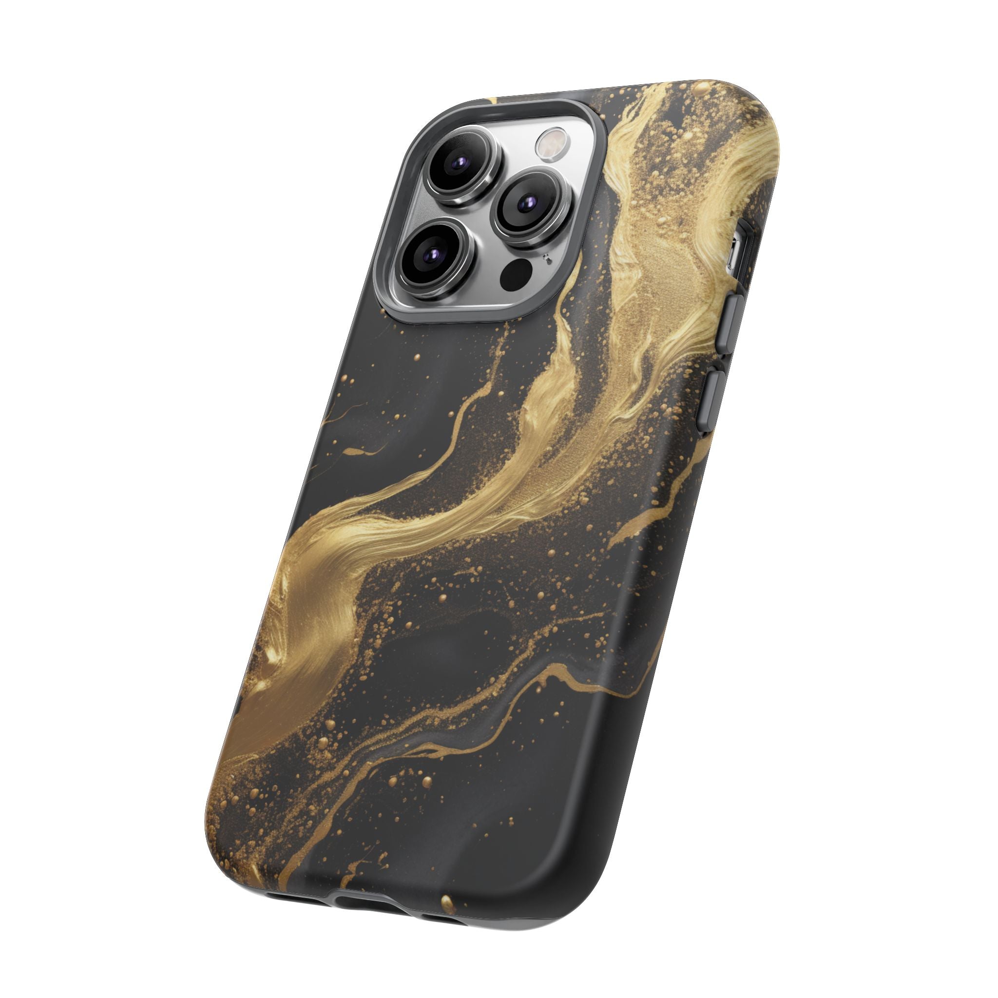 Golden Flow - Black &amp; Gold Marble Luxe Phone Case