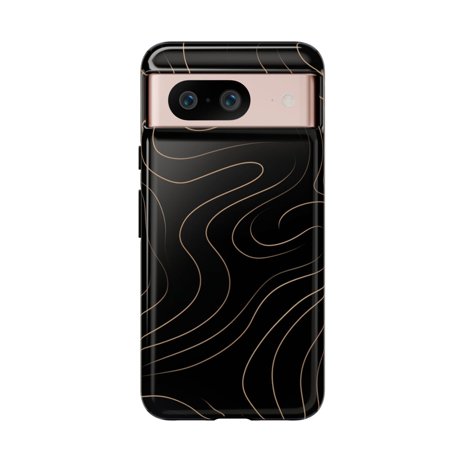 Noir Topograph - Black Minimalist Line Art Phone Case Google Pixel 8 Glossy
