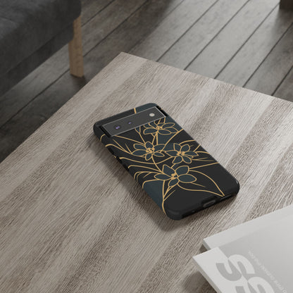 Golden Bloom - Elegant Floral Line Art Phone Case