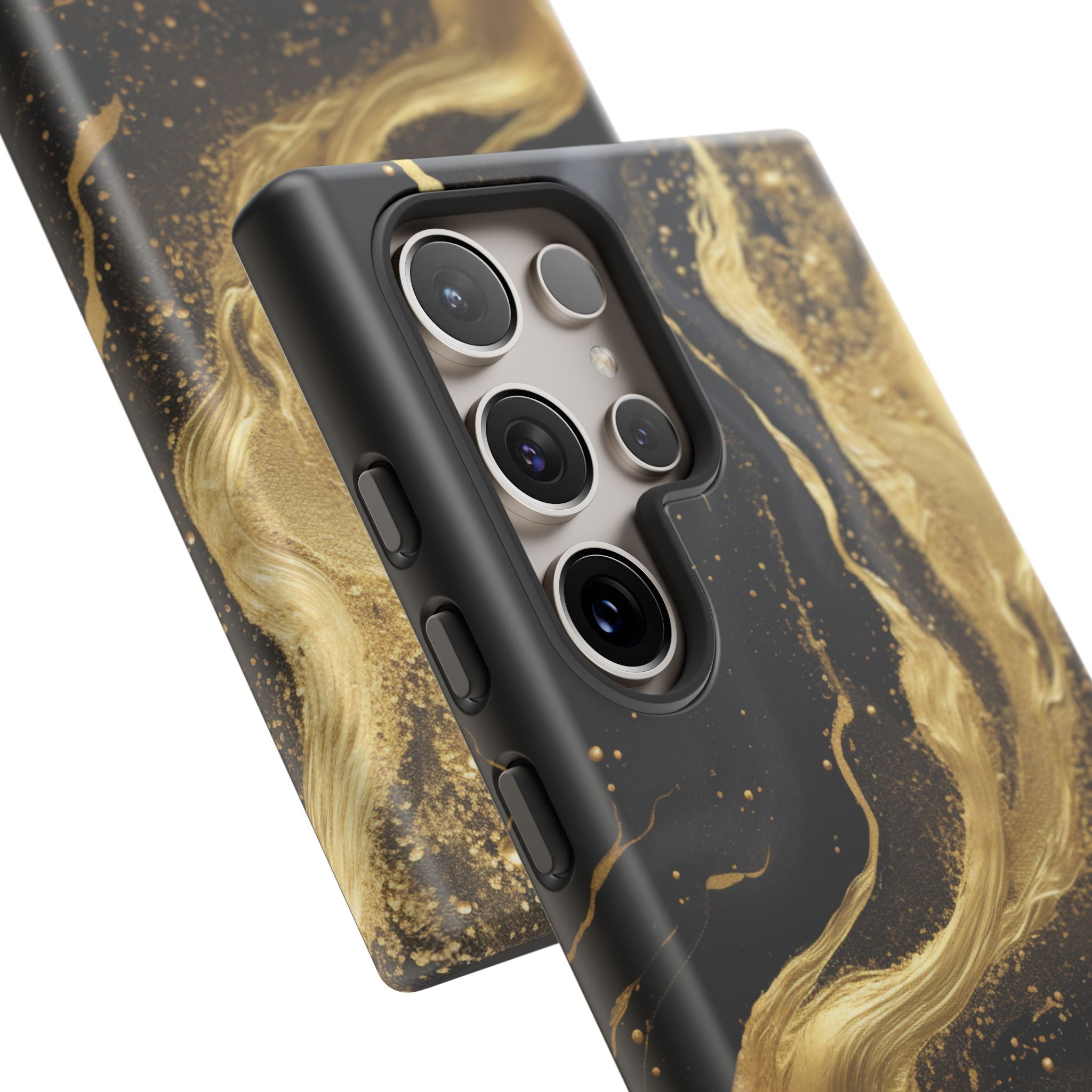 Golden Flow - Black &amp; Gold Marble Luxe Phone Case