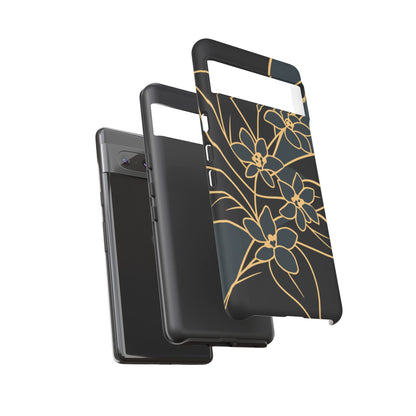 Golden Bloom - Elegant Floral Line Art Phone Case