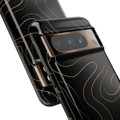 Noir Topograph - Black Minimalist Line Art Phone Case