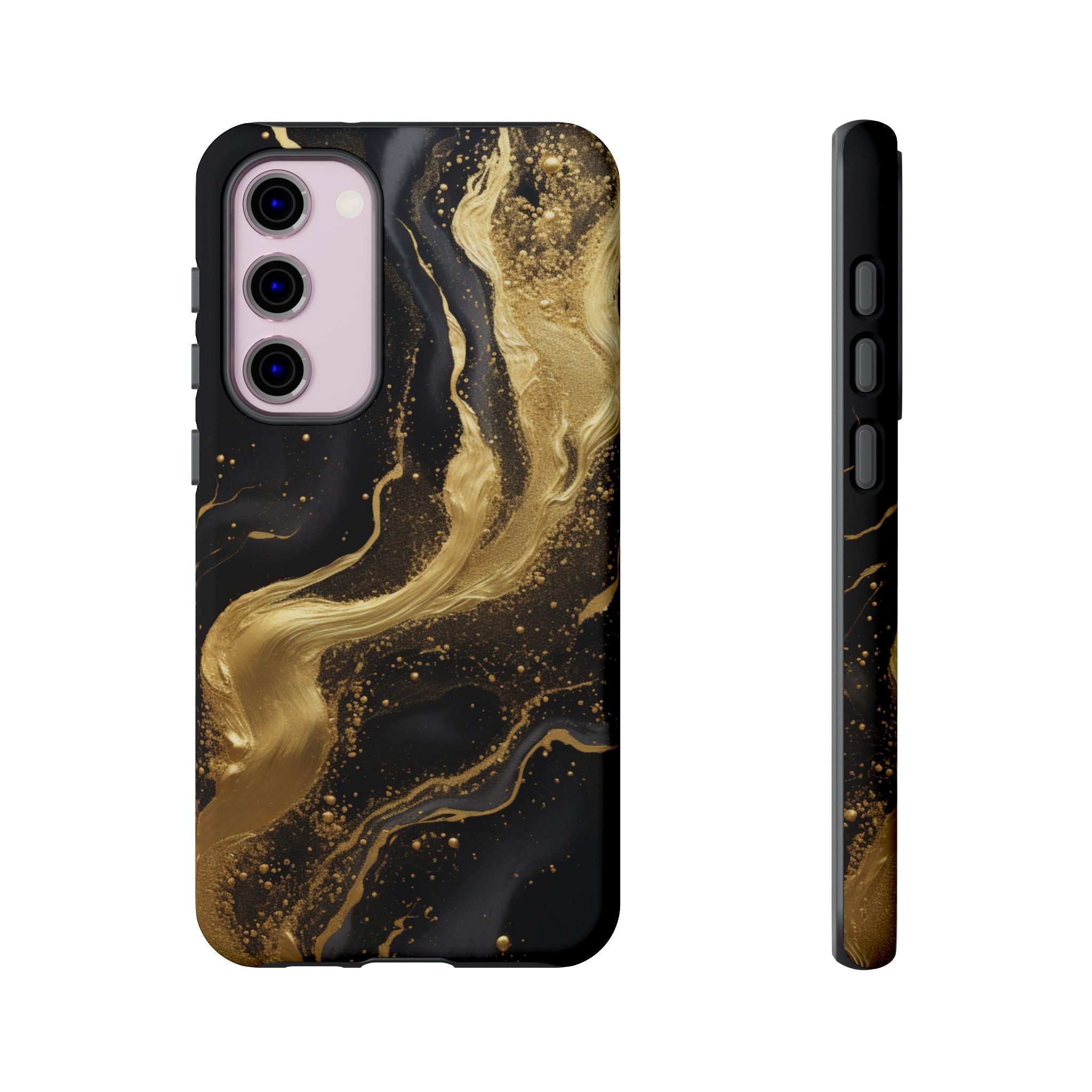 Golden Flow - Black &amp; Gold Marble Luxe Phone Case Samsung Galaxy S23 Plus Matte