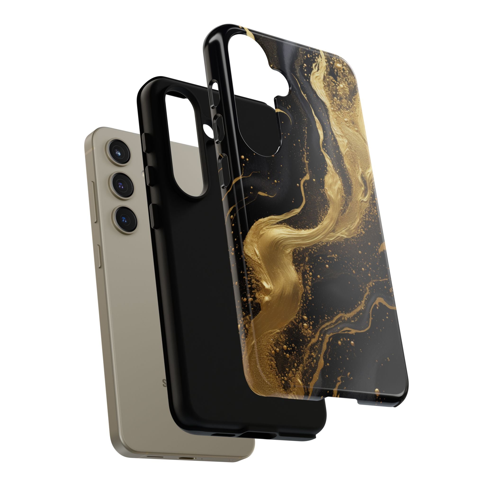 Golden Flow - Black &amp; Gold Marble Luxe Phone Case