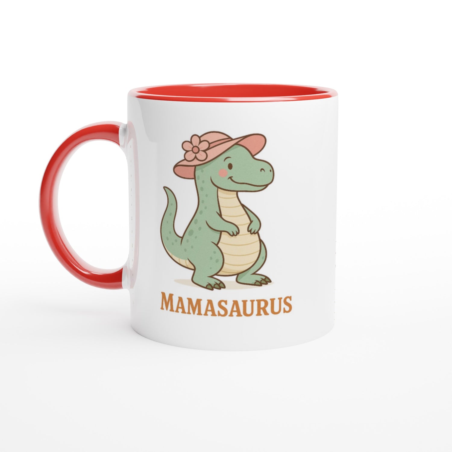 Mamasaurus Mug - Cute Dinosaur Coffee Cup - Perfect Gift for Moms Ceramic Red