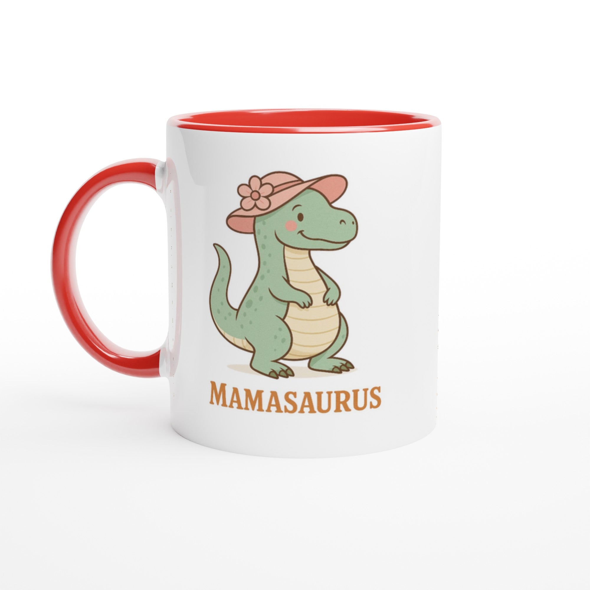 Mamasaurus Mug - Cute Dinosaur Coffee Cup - Perfect Gift for Moms Ceramic Red