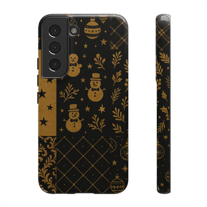 Black Festive Phone Case | Christmas Gift | Holiday Decor | Snowman Design | Tough Cases | Winter Celebration Samsung Galaxy S22 Glossy
