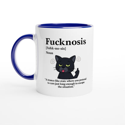 Funny F*cknosis Mug – Sarcastic Definition Coffee Cup with Dog, Cat, Bear, or Horse Design – 11oz Ceramic Humor Gift Ceramic Blue Black Cat