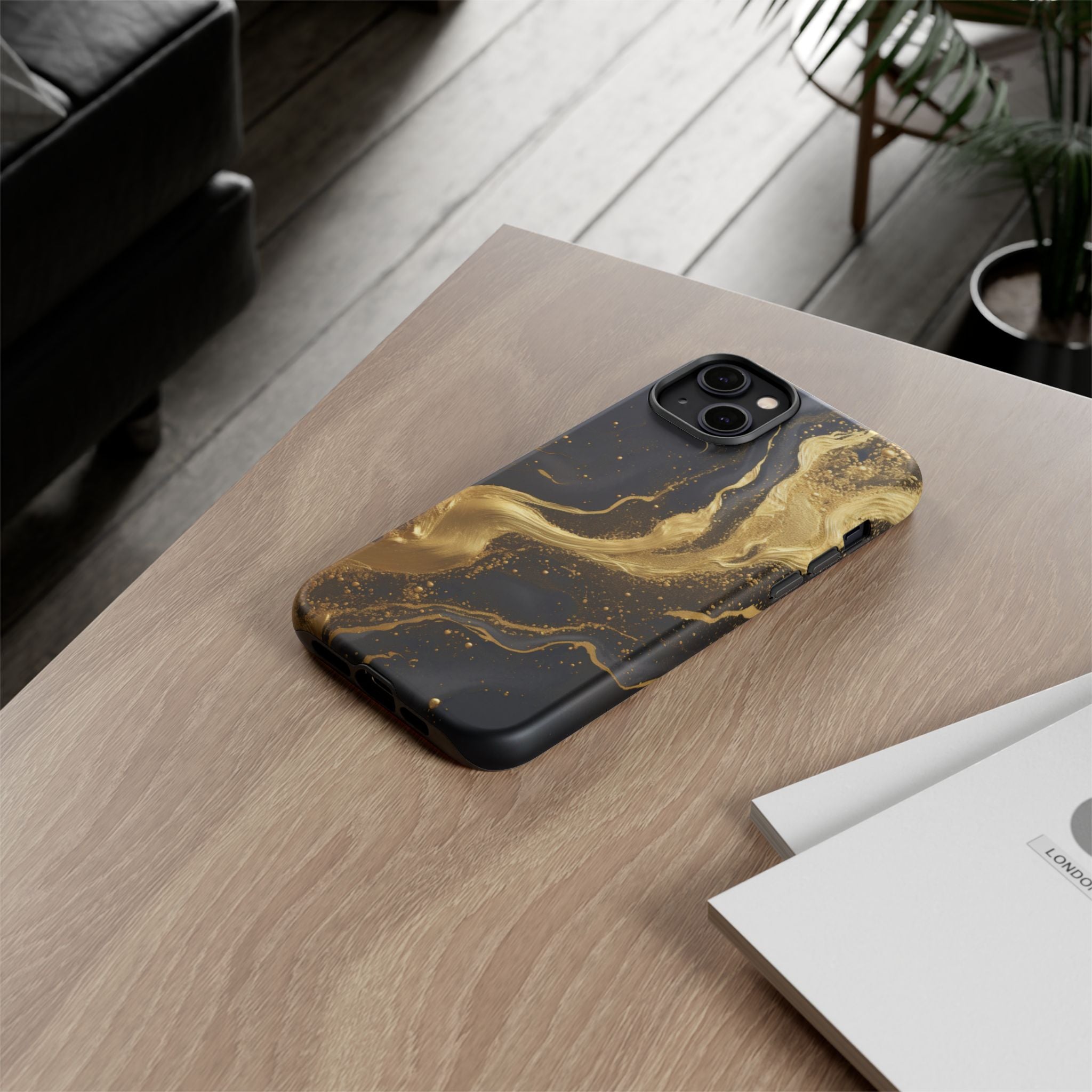 Golden Flow - Black &amp; Gold Marble Luxe Phone Case