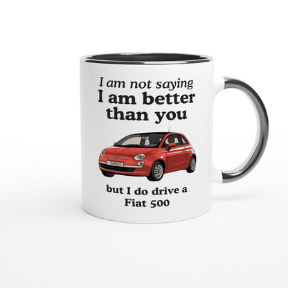 Funny Personalized Fiat 500 Owner Mug - Custom Name - Dishwasher &amp; Microwave Safe - Sassy Gift Ceramic Black