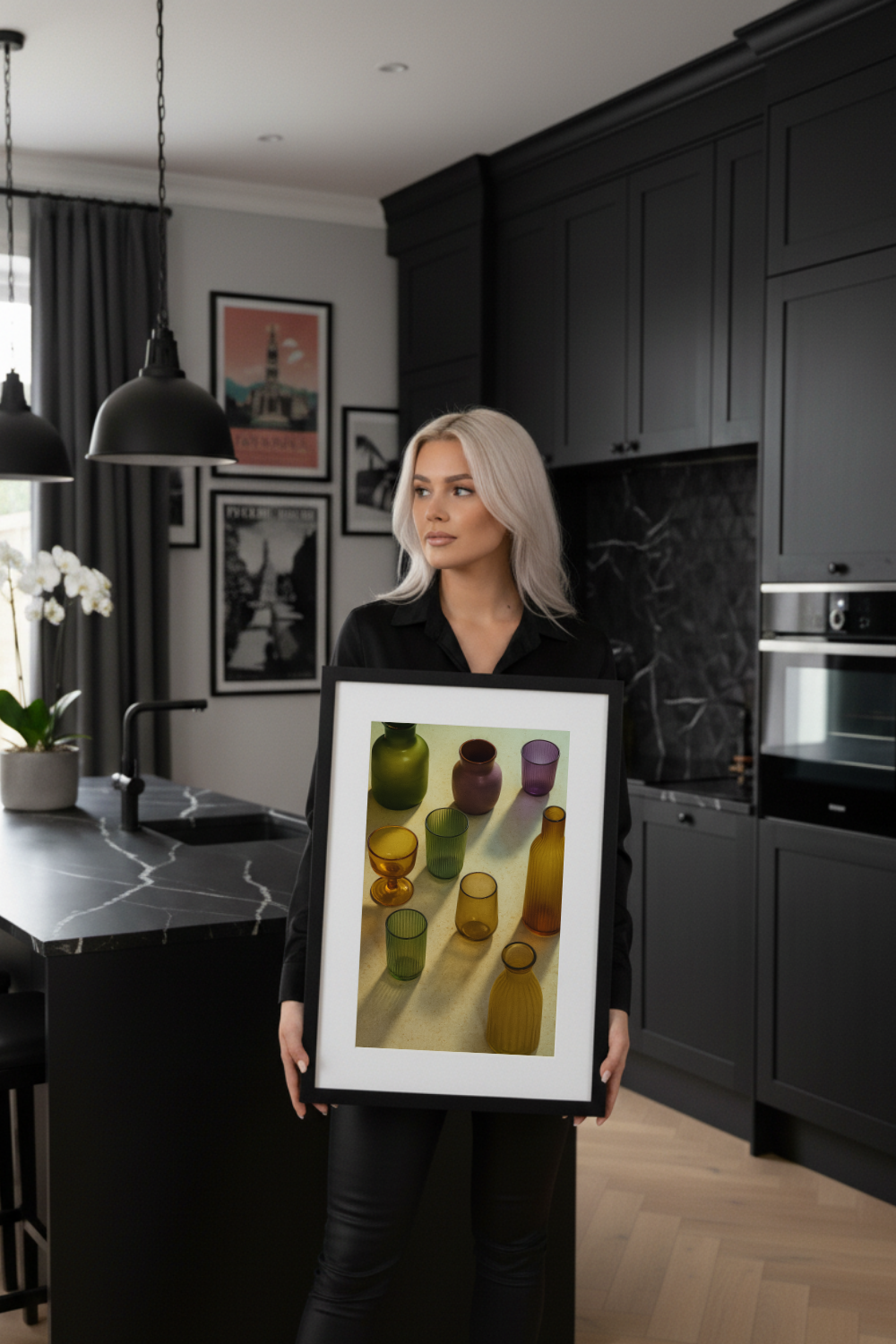 Glass Vessels Still Life Print - Colorful Minimalist Kitchen Wall Art