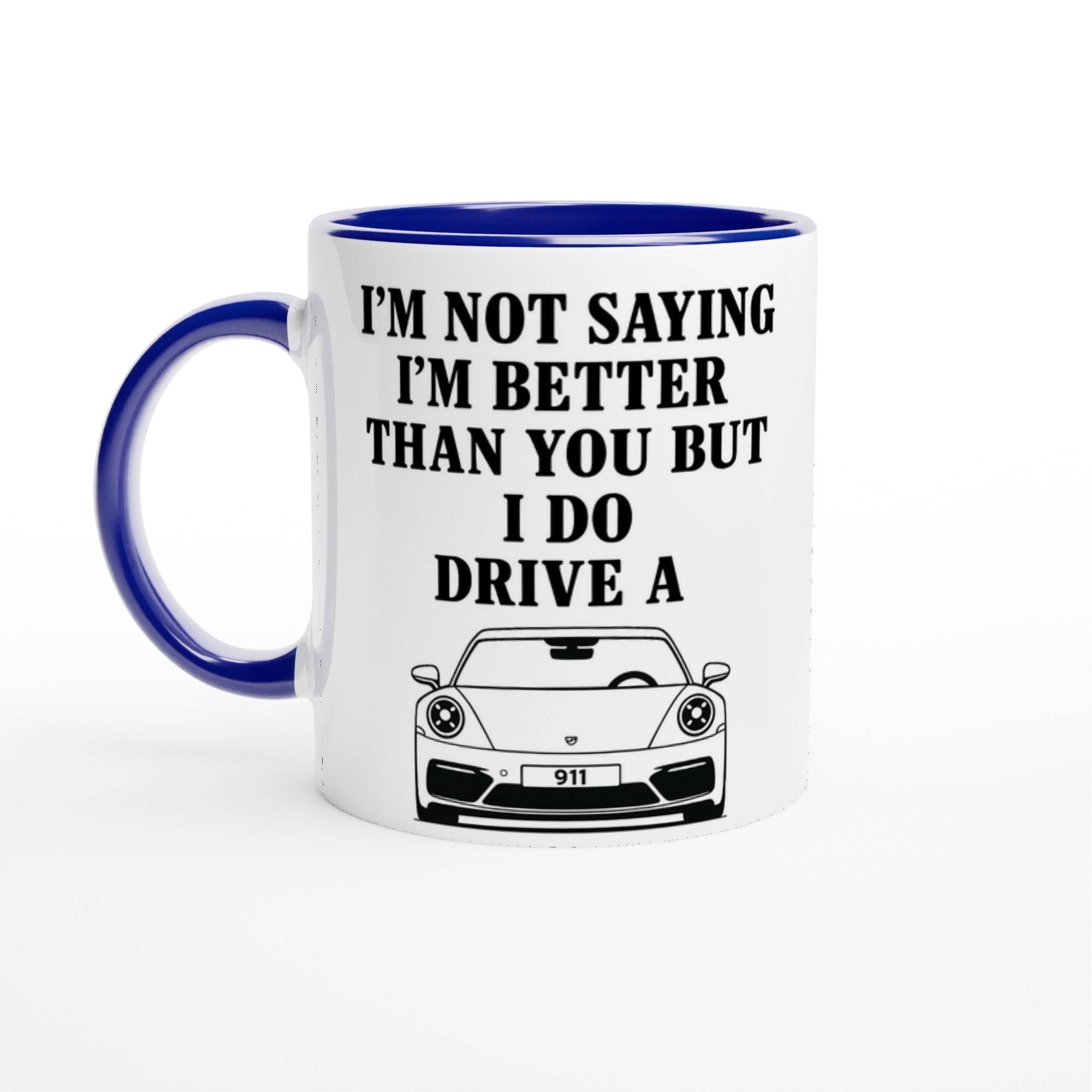 Funny Porsch Mug - 11oz Luxury Car Driver Gift - Ceramic Coffee Cup Ceramic Blue