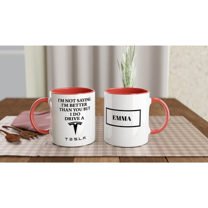 Electric Dreams - Personalized Tesla Ceramic Mug Ceramic Red