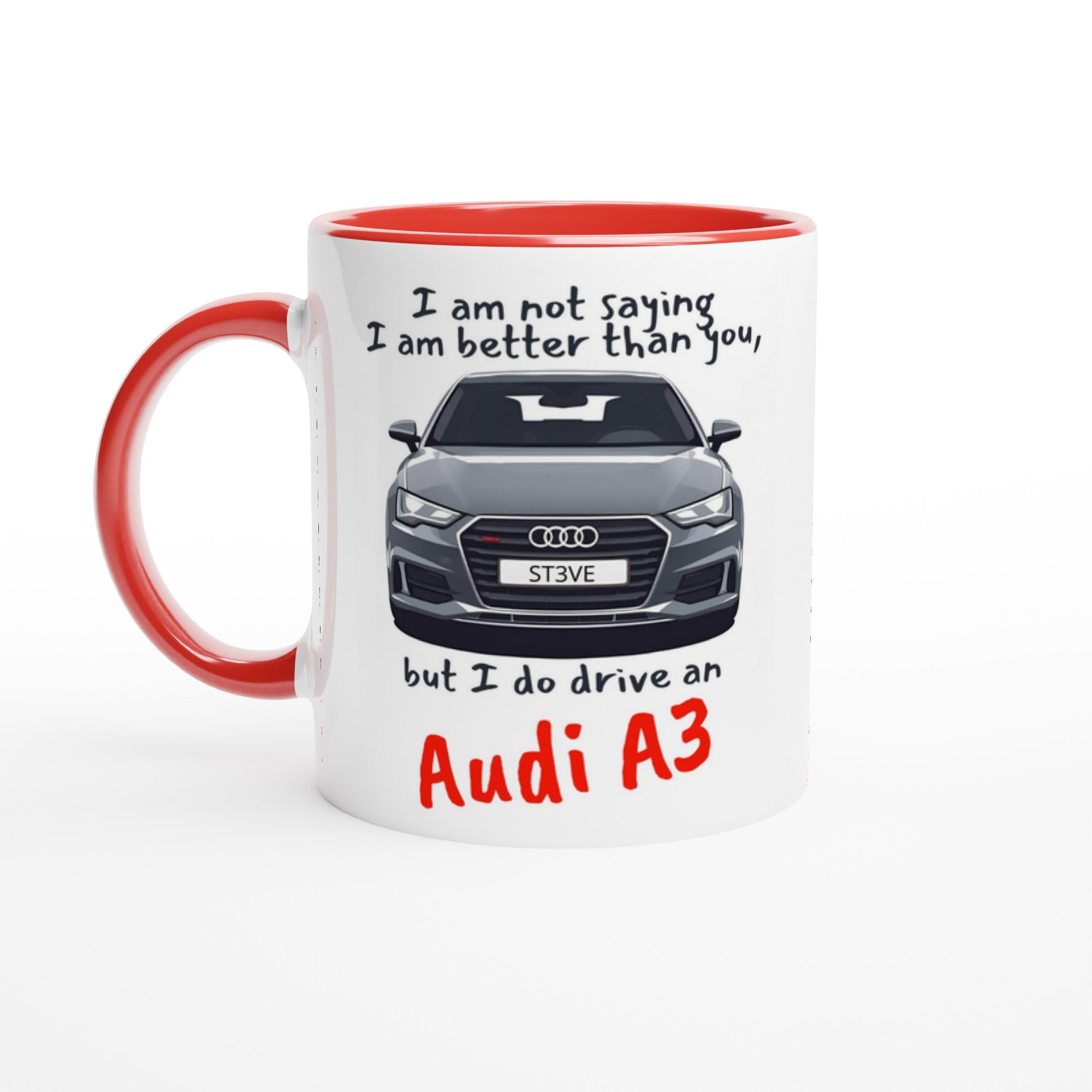 Funny Personalized Audi A3 Mug - 11oz Ceramic - Car Lovers Gift - Dishwasher &amp; Microwave Safe