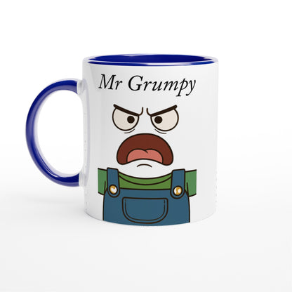 Mr Grumpy Mug - Fun 11oz Ceramic Coffee Cup - Perfect Gift for Dad, Friends &amp; Co-workers Ceramic Blue