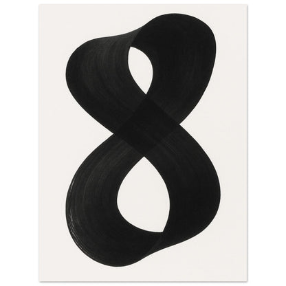 Infinity Abstract Brushstroke Art Print - Modern Minimalist Poster in Pink, Blue, Ochre, Black 45x60 cm 18x24″ Black